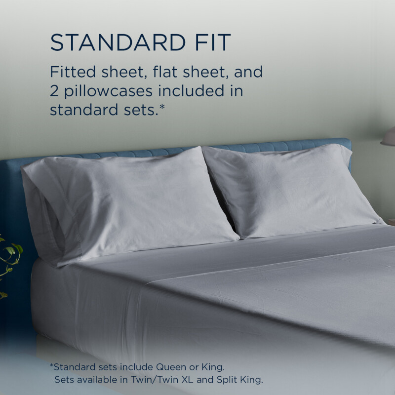 TEMPUR Luxe Egyptian Cotton Sheet Set Silver Mist 40101432