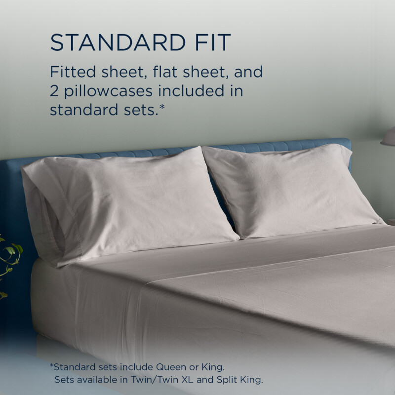 TEMPUR Luxe Egyptian Cotton Sheet Set Cool Gray 40101593