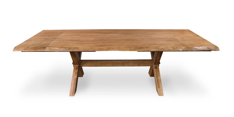 Crossbuck Live Edge Dining Table with Extendable Leaves 40217242XLEEXDKCHESTNUT