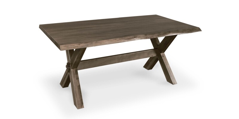 Crossbuck Live Edge Dining Table with Extendable Leaves 40217242XLEEXGREYLAN