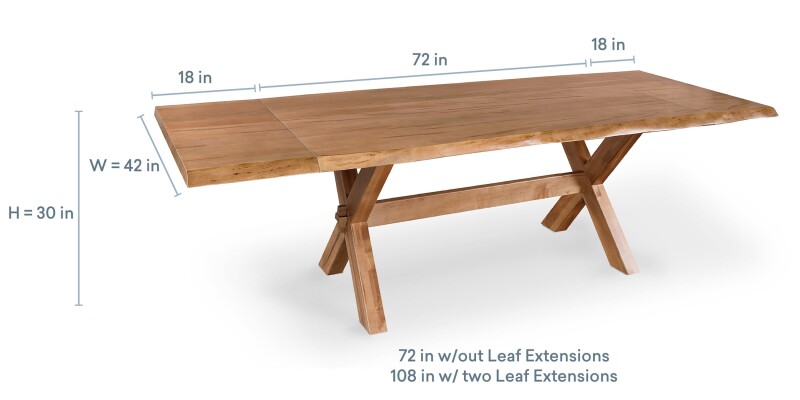 Crossbuck Live Edge Dining Table with Extendable Leaves 40217242XLEEXSANDSTONE