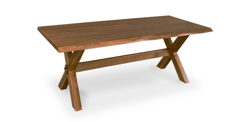 Crossbuck Live Edge Dining Table with Extendable Leaves 40219042XLEEXAUBURN