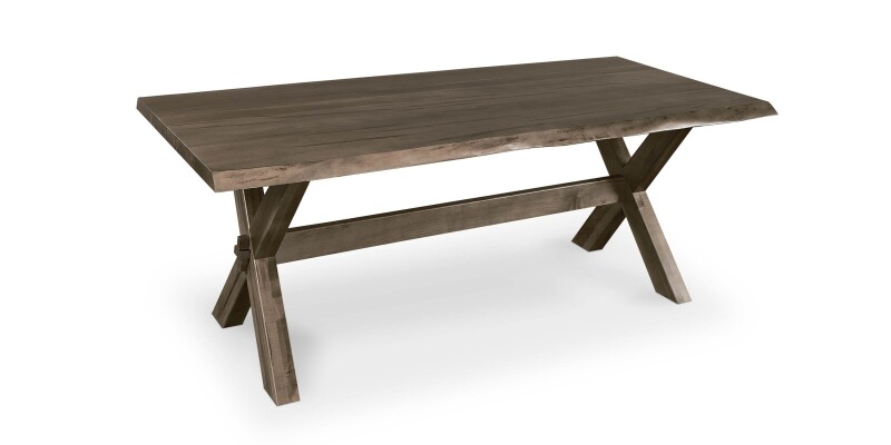 Crossbuck Live Edge Dining Table with Extendable Leaves 40219042XLEEXGREYLAN