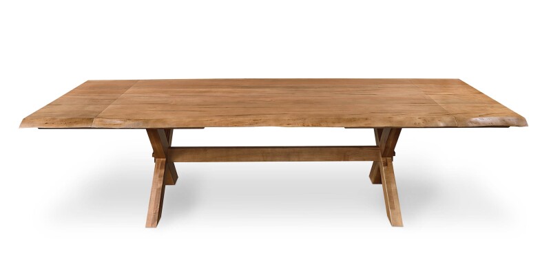 Crossbuck Live Edge Dining Table with Extendable Leaves 40219042XLEEXGREYLAN