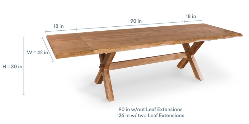 Crossbuck Live Edge Dining Table with Extendable Leaves 40219042XLEEXGREYLAN