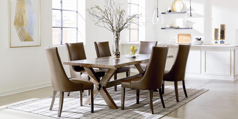 Crossbuck Live Edge Rectangle Dining Table 40219042XLESGG