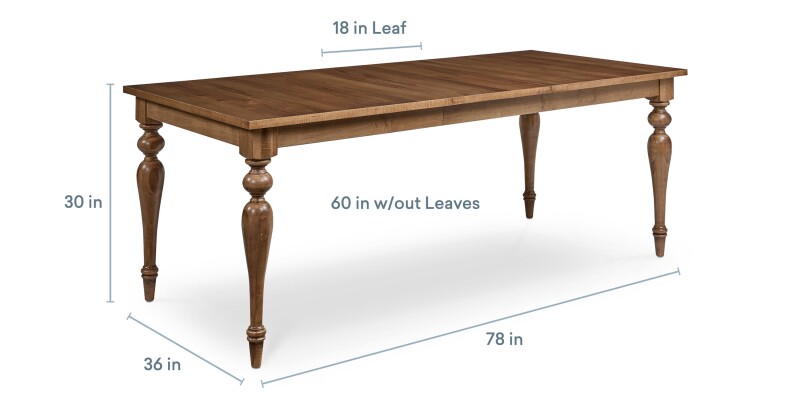 Amelia Maple Rectangle Dining Table with Leaf 40223660LF1DKCHESTNUT