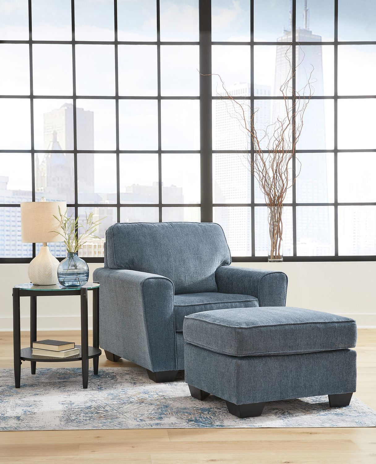 Cashton Ottoman In Blue 4060514