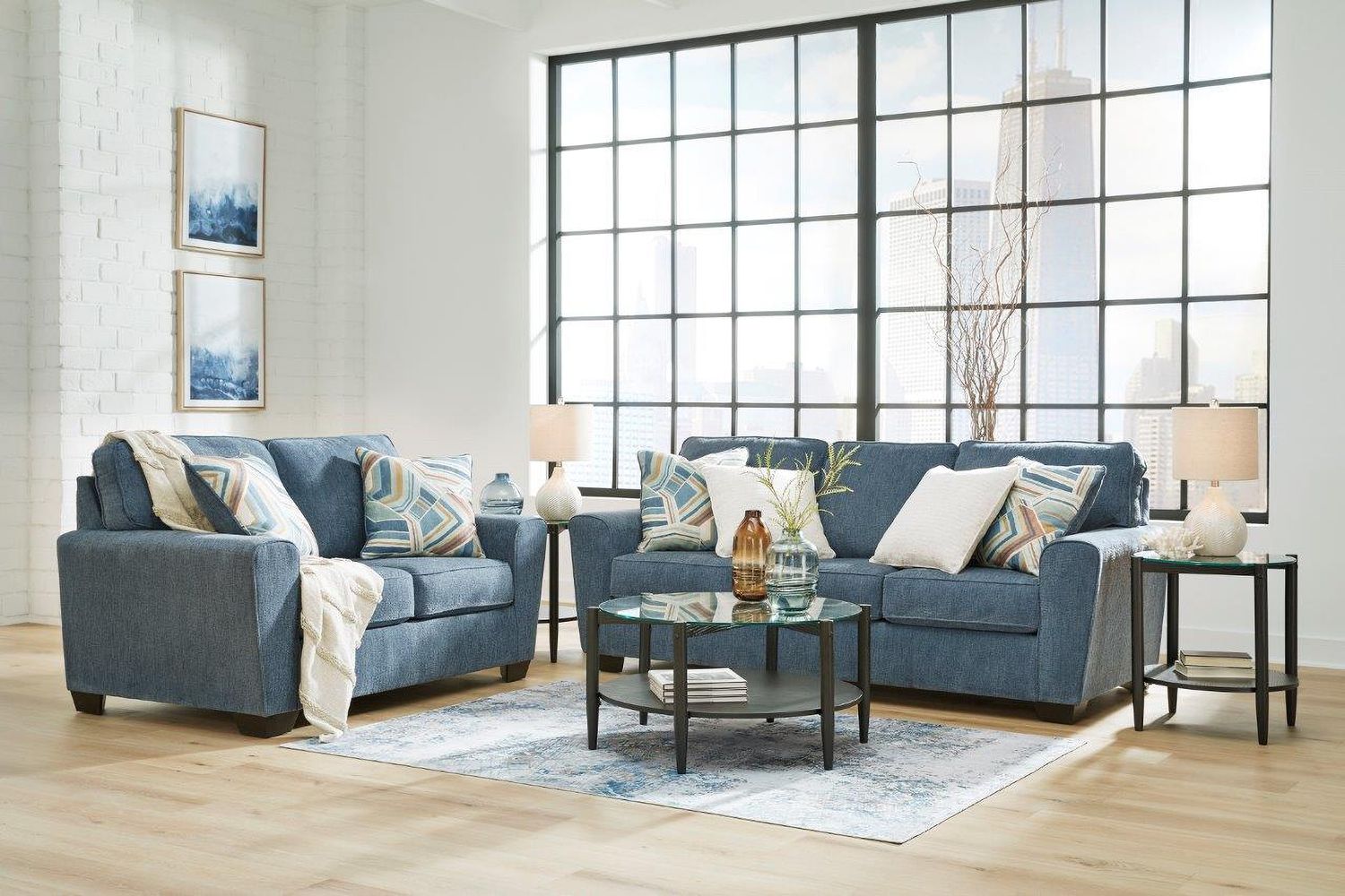 Cashton Living Room Set In Blue 40605U1