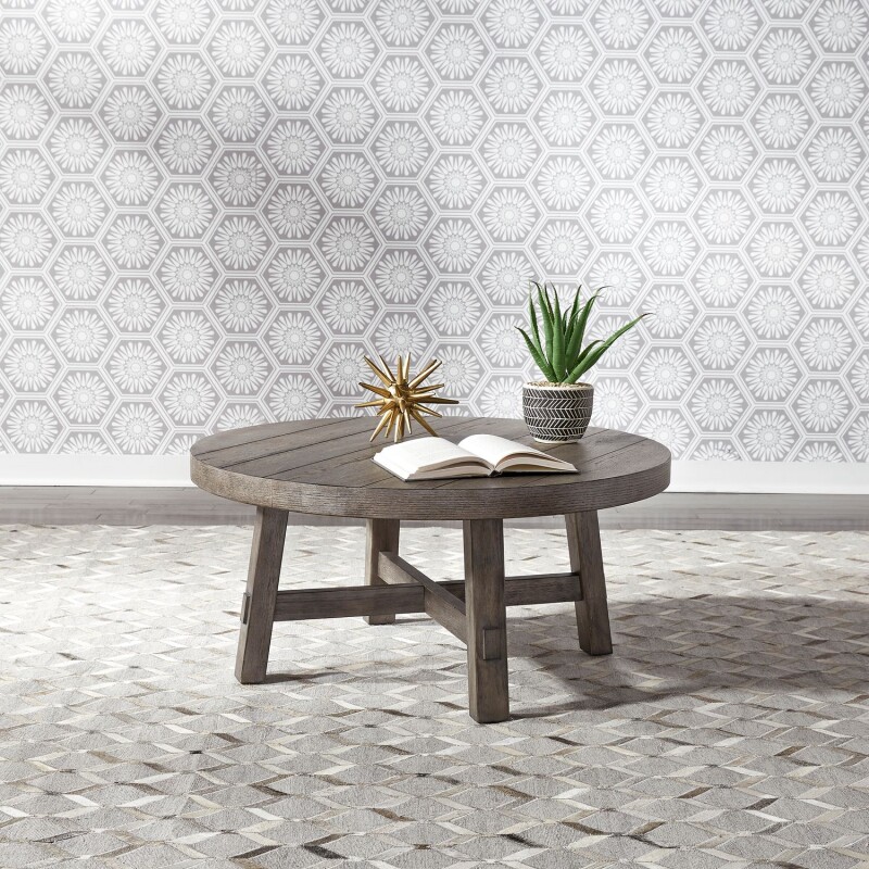 Modern Farmhouse Splay Leg Round Cocktail Table 406OT1013