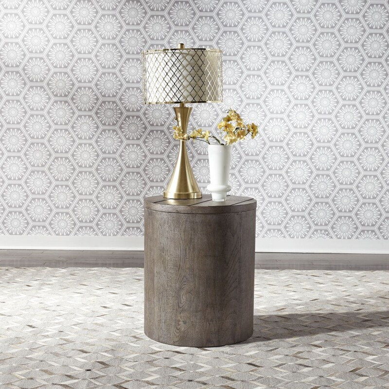 Modern Farmhouse Drum End Table 406OT1021