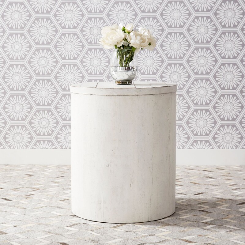 Modern Farmhouse Drum End Table 406WOT1021