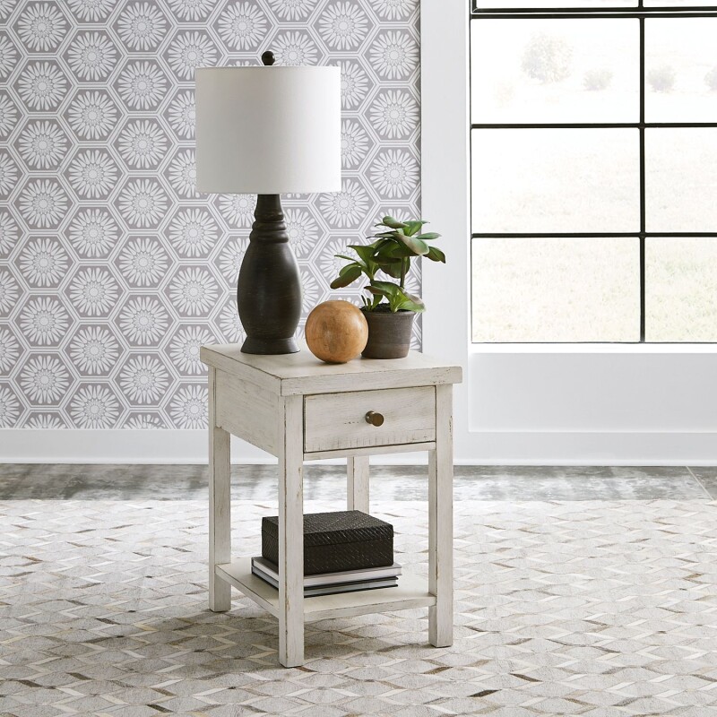 Modern Farmhouse Drawer Chair Side Table 406WOT1023