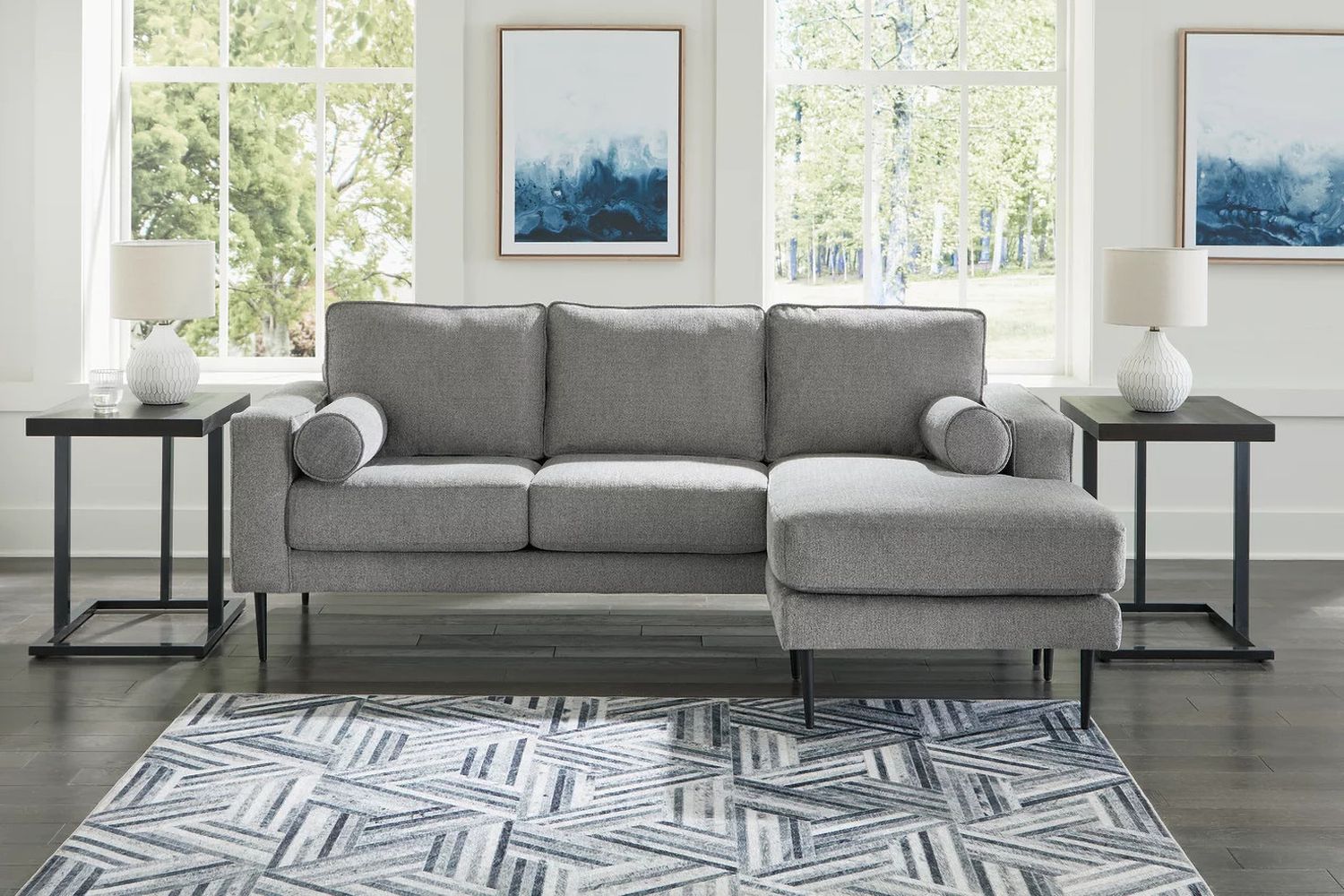 Hazela Sofa Chaise In Charcoal 4110218