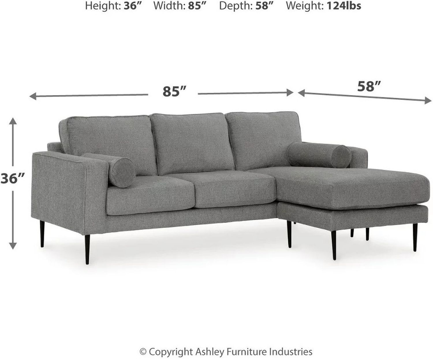 Hazela Sofa Chaise In Charcoal 4110218