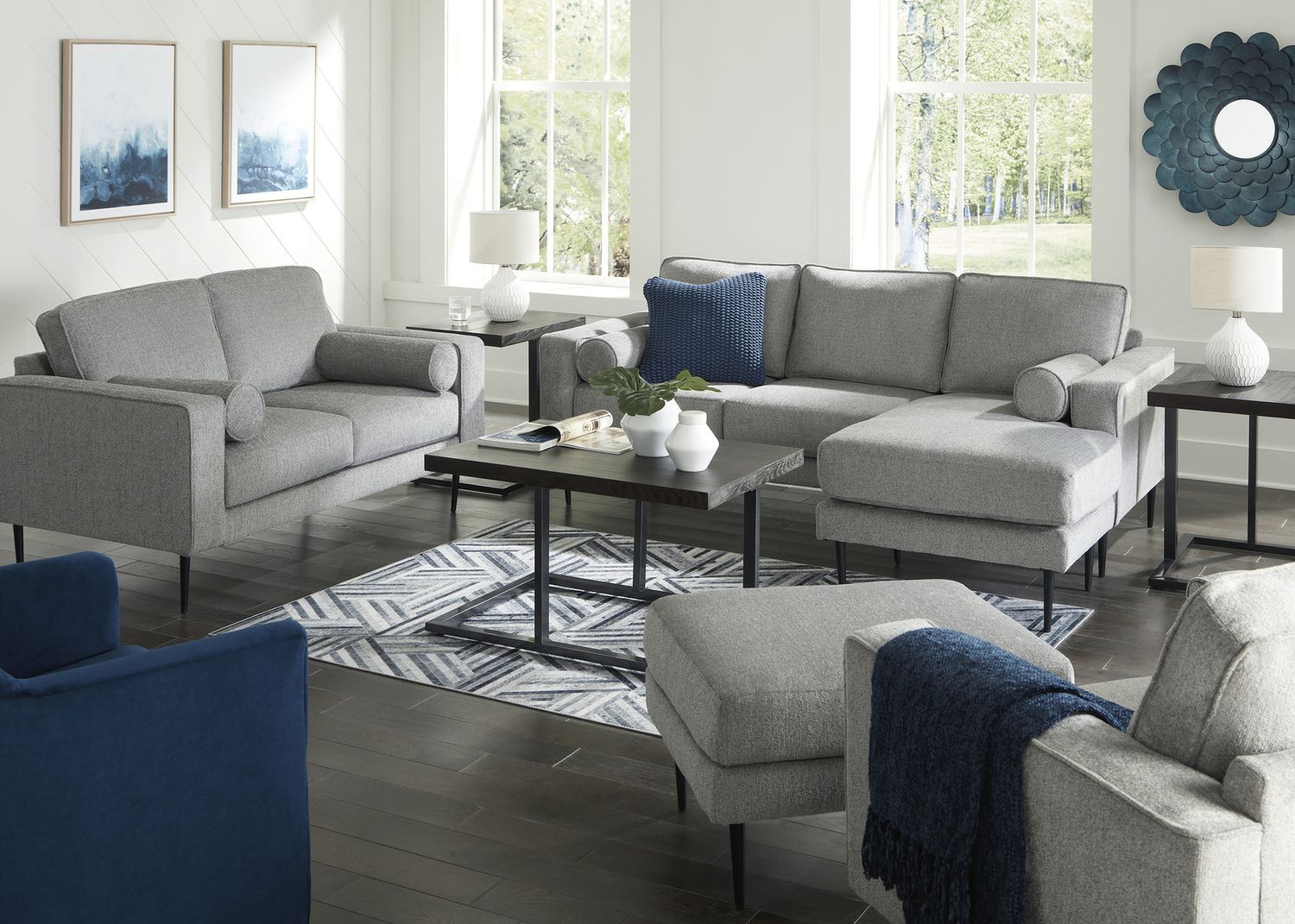 Hazela Sofa Chaise In Charcoal 4110218