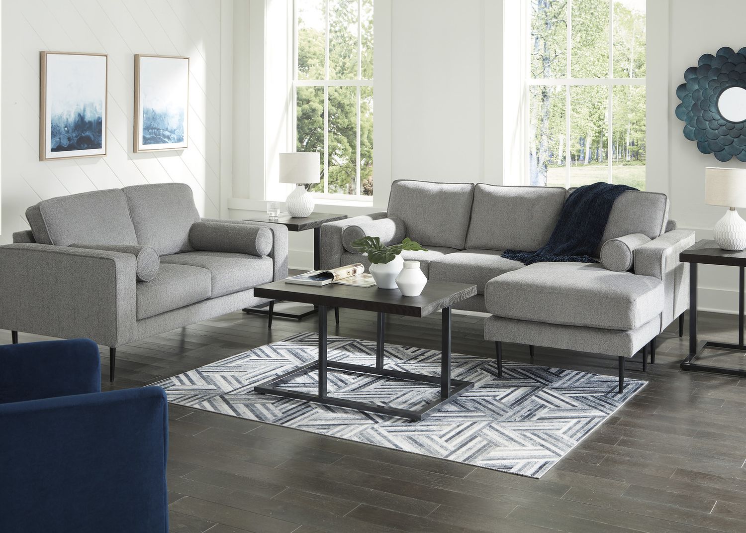 Hazela Sofa Chaise In Charcoal 4110218
