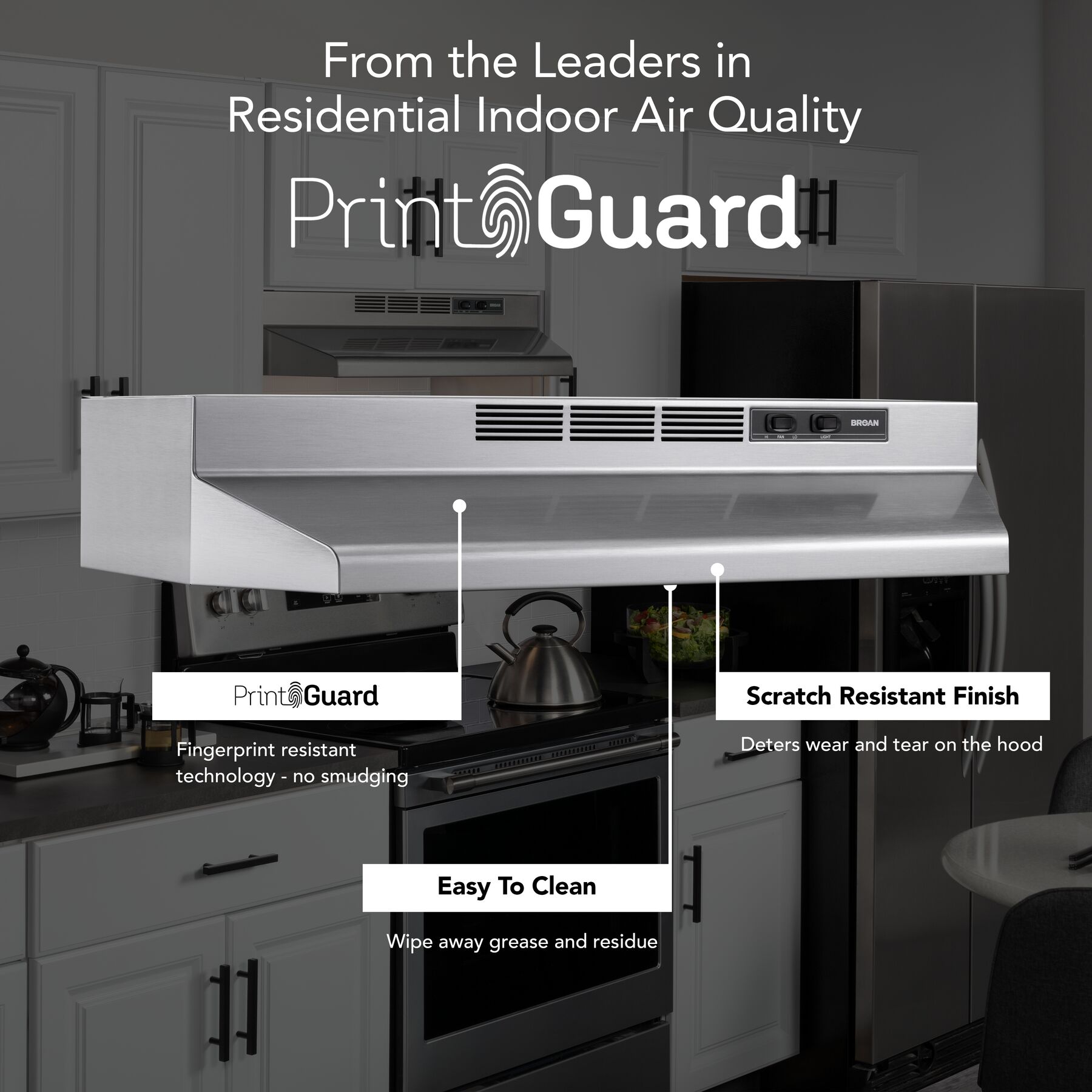 30Inch Ductless UnderCabinet Range Hood, Stainless Finish with PrintGuard view 3