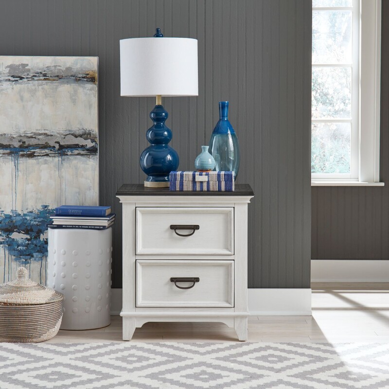 Allyson Park 2 Drawer Night Stand w/ Charging Station 417BR60