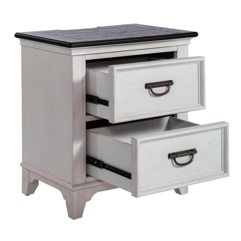 Allyson Park 2 Drawer Night Stand w/ Charging Station 417BR60