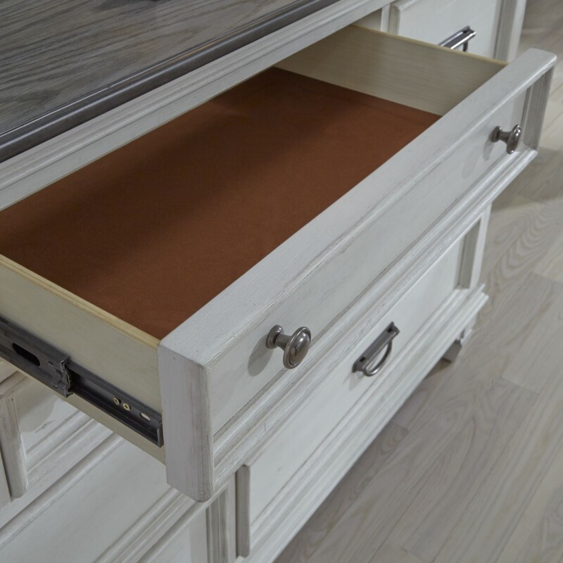Allyson Park King Panel Bed, Dresser & Mirror, Chest, Night Stand 417BRKPBDMCN