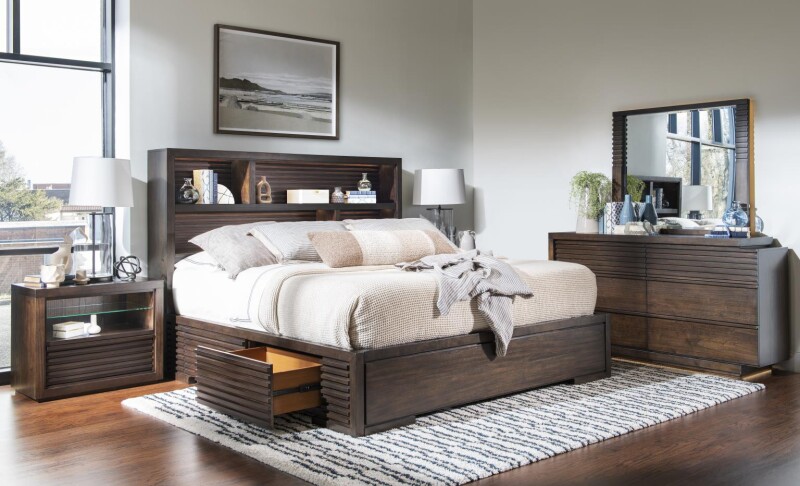 4290 Architect BR Complete Bookcase Bed W. 1 Side Storage King 6/6 42904209K
