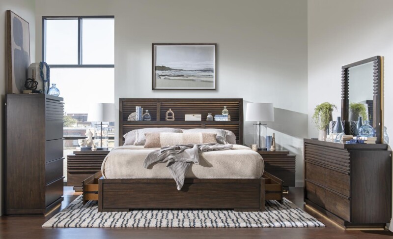 4290 Architect BR Complete Bookcase Bed W. 2 Side Storage Queen 5/0 42904211K