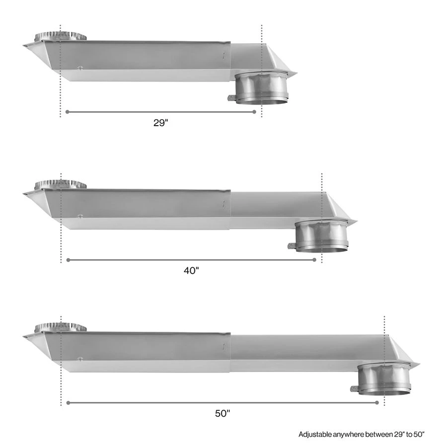 29"-50" Dryer Telescoping Vent Periscope for 2.5" clearance, with 1 male snap-lock fitting and 1 draw-band collar 4396014
