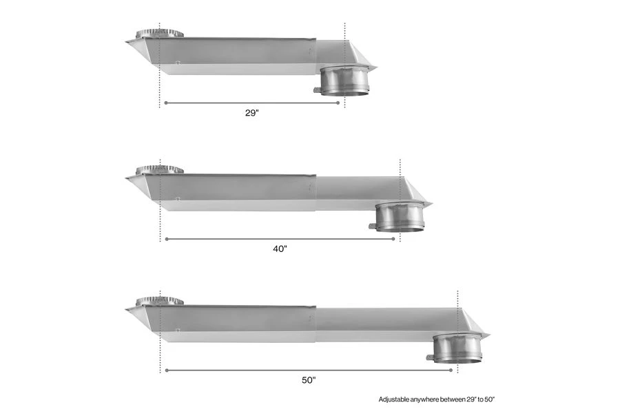29"-50" Dryer Telescoping Vent Periscope for 2.5" clearance, with 1 male snap-lock fitting and 1 draw-band collar 4396014