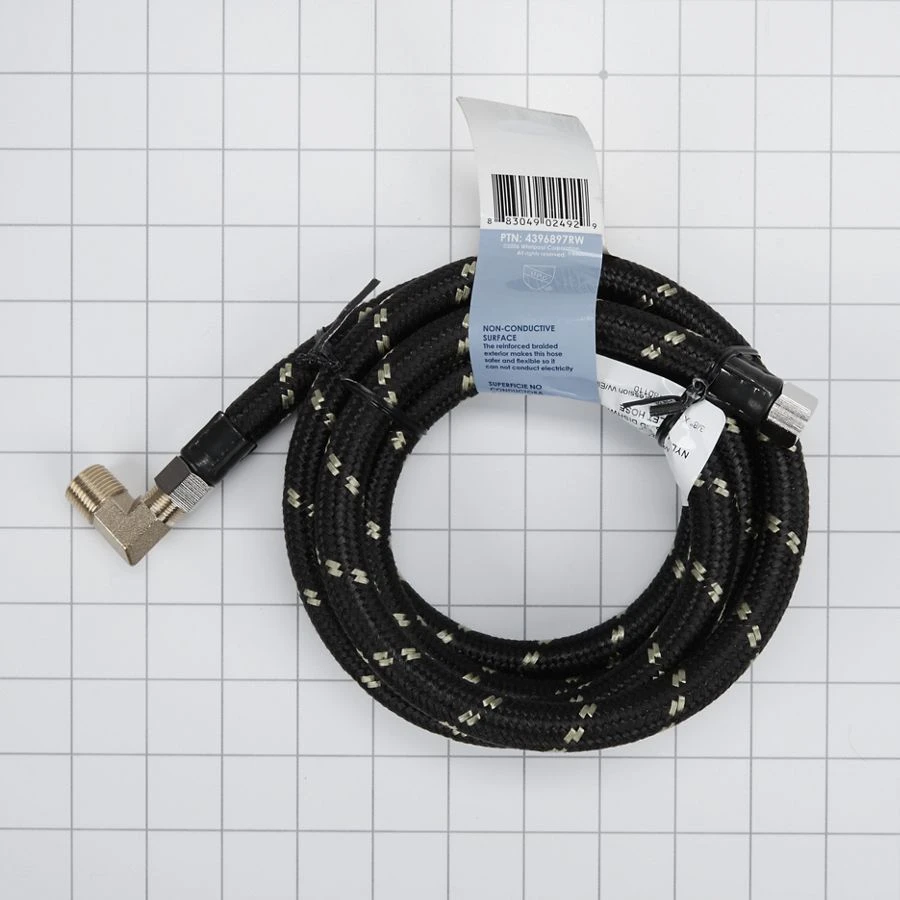 6' Dishwasher Water Supply Hose Kit 3/8" Brass Fitting, 3/8' Npt Male X 3/8" Male Compression & 90 Degree Elbow 4396897RW