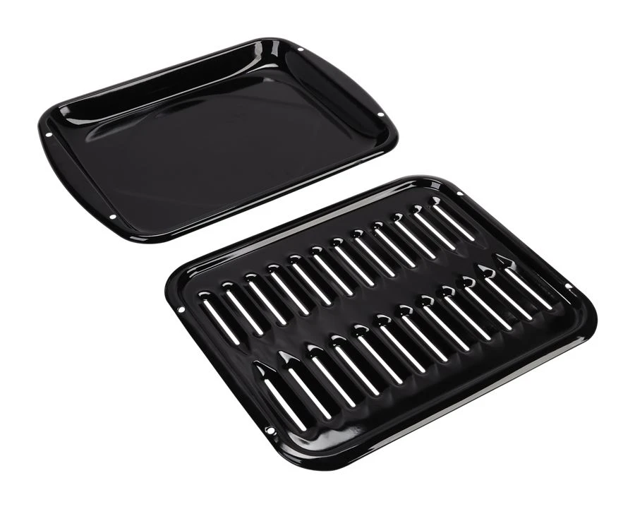 Premium Range Porcelain Broiler Pan and Roasting Rack - Grey (Includes Pan and Grid) 4396923