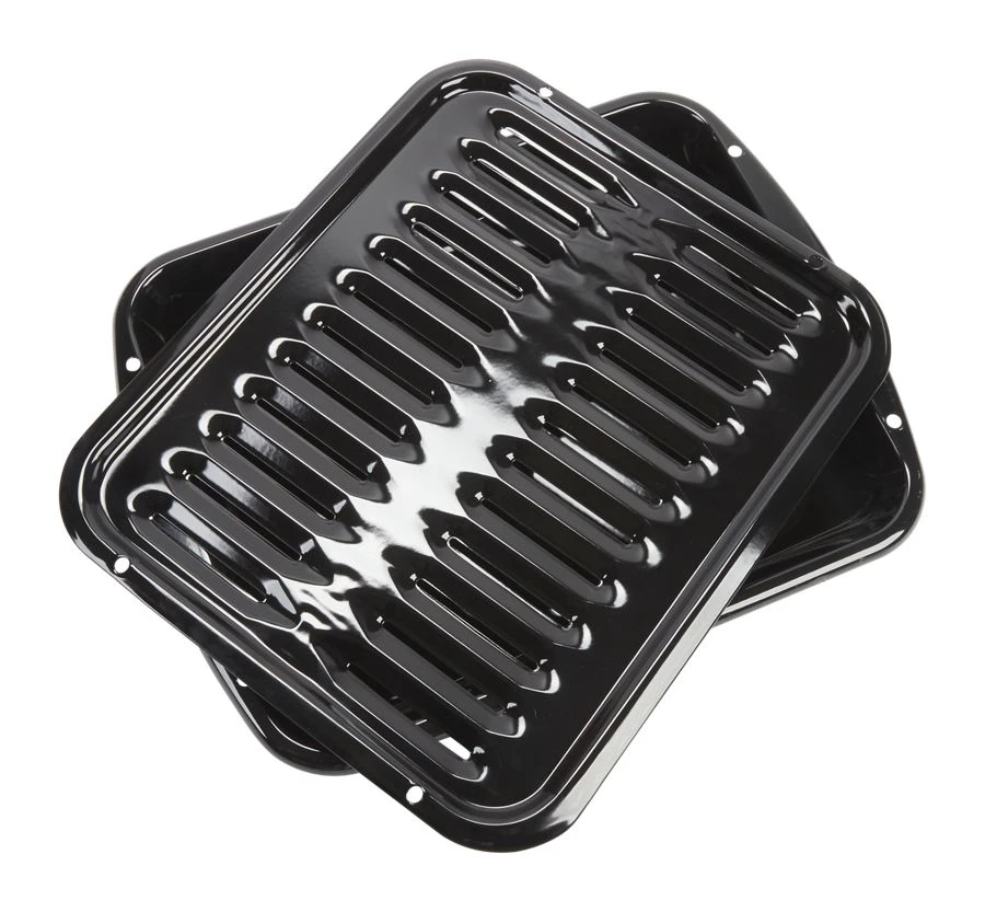 Premium Range Porcelain Broiler Pan and Roasting Rack - Grey (Includes Pan and Grid) 4396923