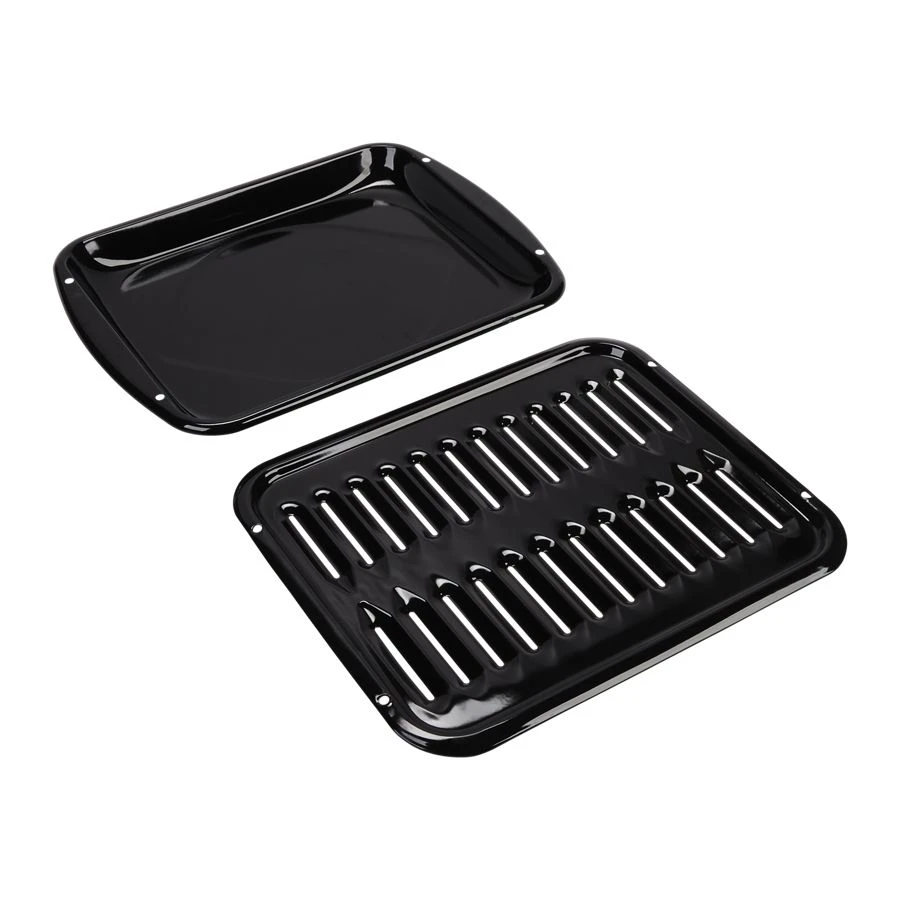 Premium Range Porcelain Broiler Pan and Roasting Rack - Grey (Includes Pan and Grid) 4396923