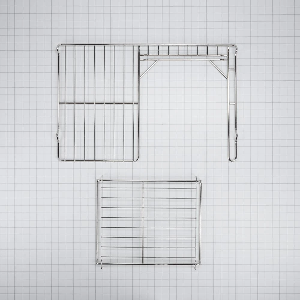 24" L x 15 3/4" D Split Oven Rack, Stainless Steel, half-shelf design, with 11 1/4" L x 14" D removable rack section 4396927