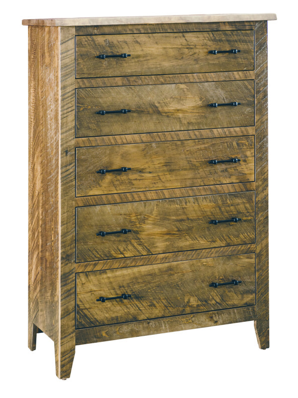 Amish Essentials Amish Rough Sawn 5 Drawer Chest - Large 44251