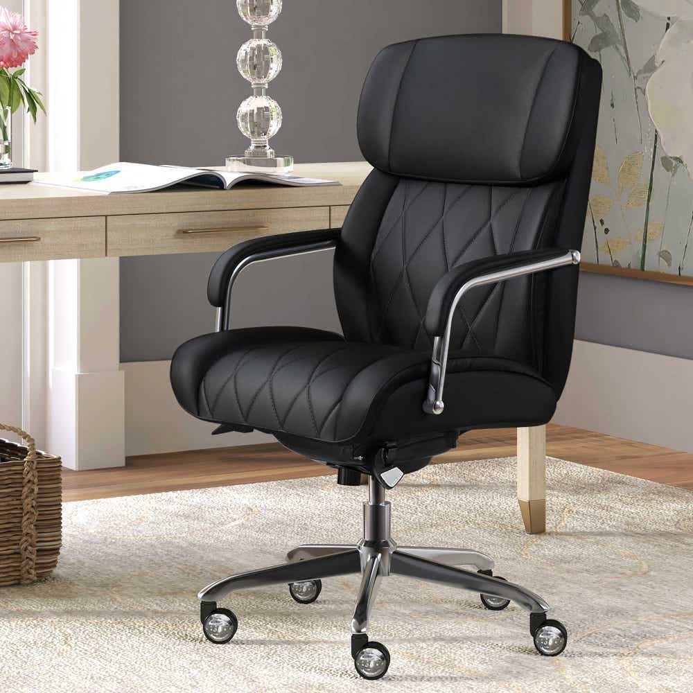 Sutherland Quilted Leather Office Chair, Jet Black - 44813A-LZB 44813ALZB