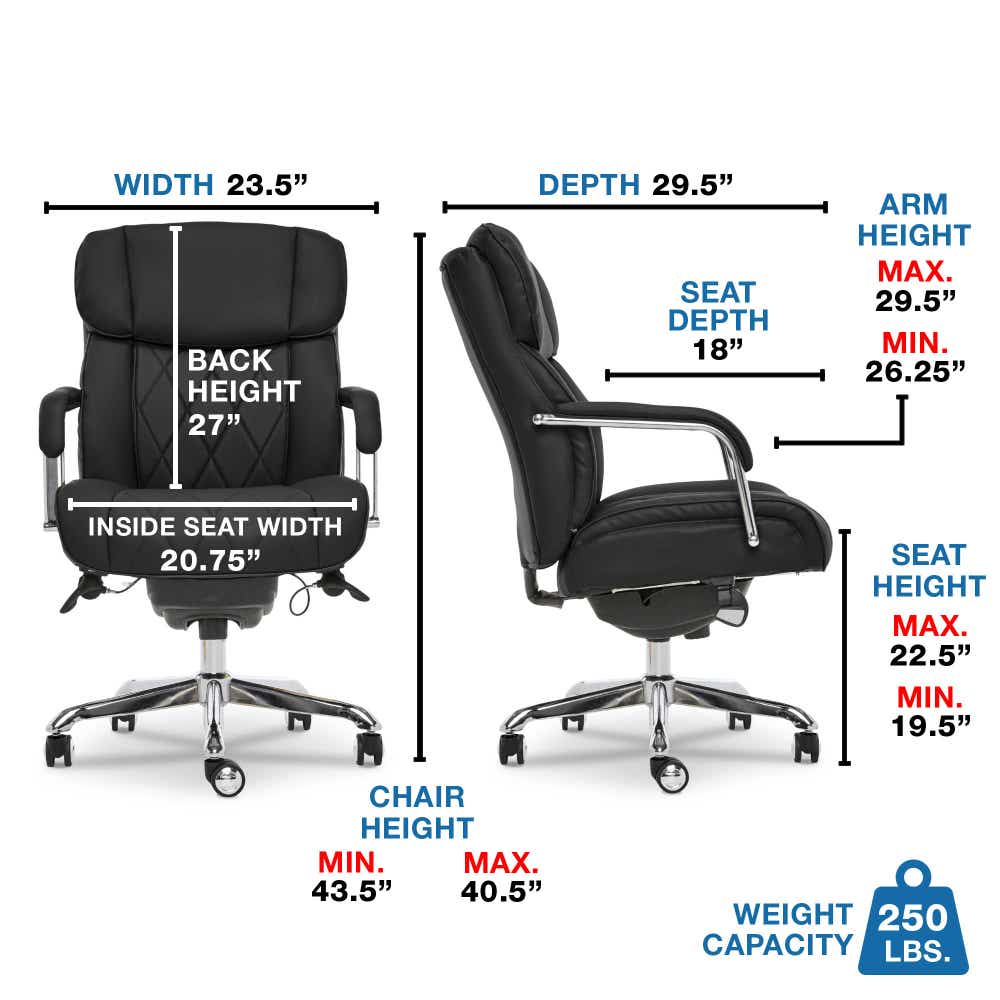 Sutherland Quilted Leather Office Chair, Jet Black - 44813A-LZB 44813ALZB