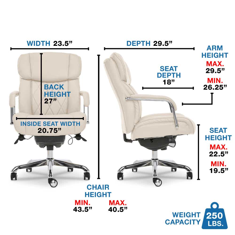 Sutherland Quilted Leather Office Chair, Light Ivory - 44813C-LZB 44813CLZB