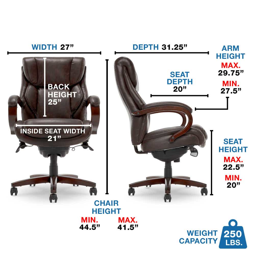 Bellamy Executive Leather Office Chair, Brown - 45783-LZB 45783LZB