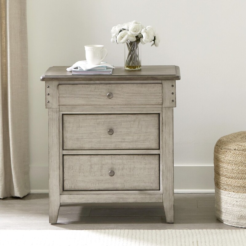 Ivy Hollow 3 Drawer Night Stand w/ Charging Station 457BR61