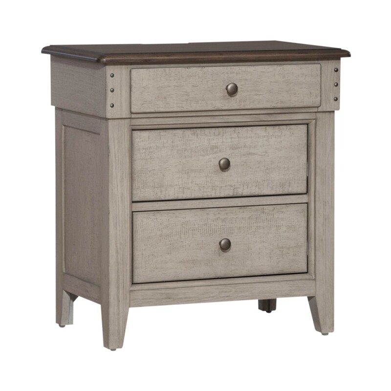 Ivy Hollow 3 Drawer Night Stand w/ Charging Station 457BR61