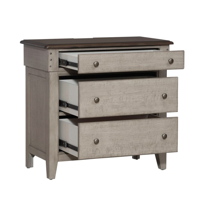 Ivy Hollow 3 Drawer Bedside Chest w/ Charging Station 457BR62