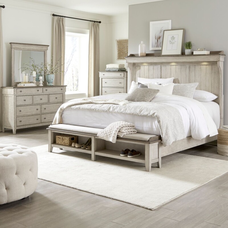 Ivy Hollow King Mantle Storage Bed, Dresser & Mirror, Chest 457BRKMSDMC