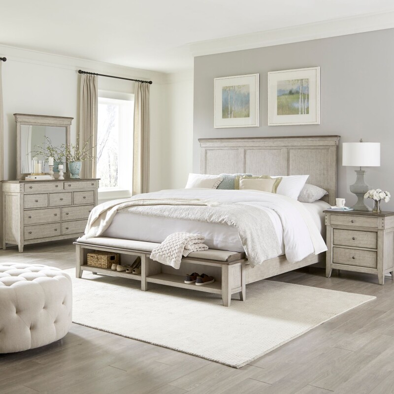 Ivy Hollow King Storage Bed, Dresser & Mirror, Night Stand 457BRKSBDMN