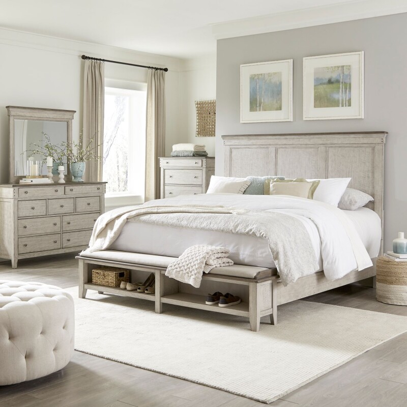 Ivy Hollow Queen Storage Bed, Dresser & Mirror, Chest 457BRQSBDMC