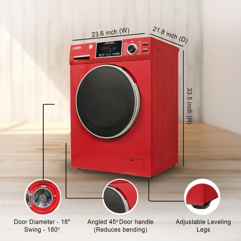 All-in-One 4600 Washer Dryer VENTLESS/VENTED PET Cycle 1.62cf/15lbs 110V 4600MERLOT
