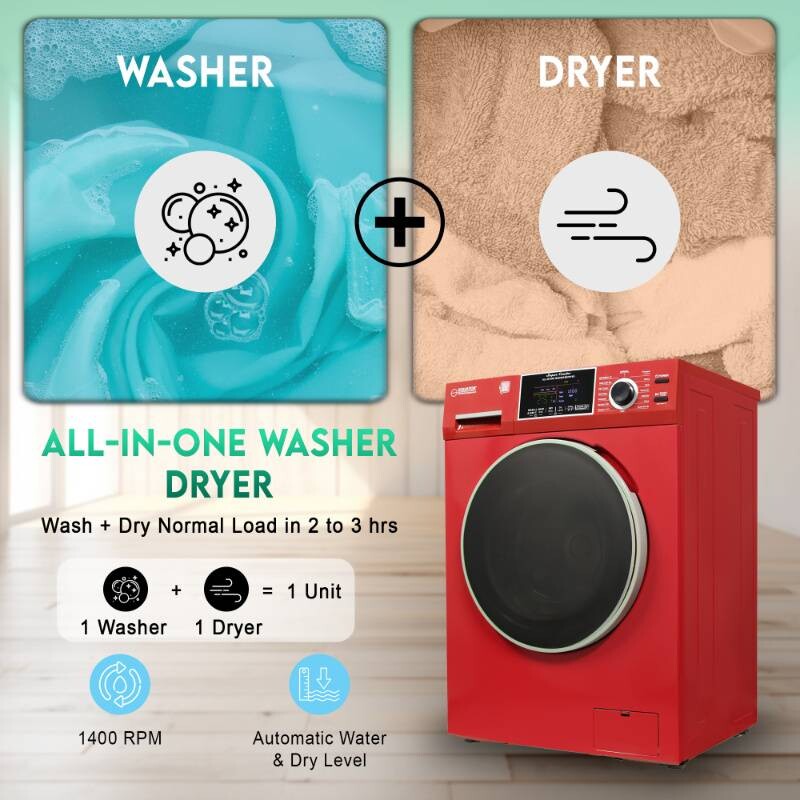 All-in-One 4600 Washer Dryer VENTLESS/VENTED PET Cycle 1.62cf/15lbs 110V 4600MERLOT