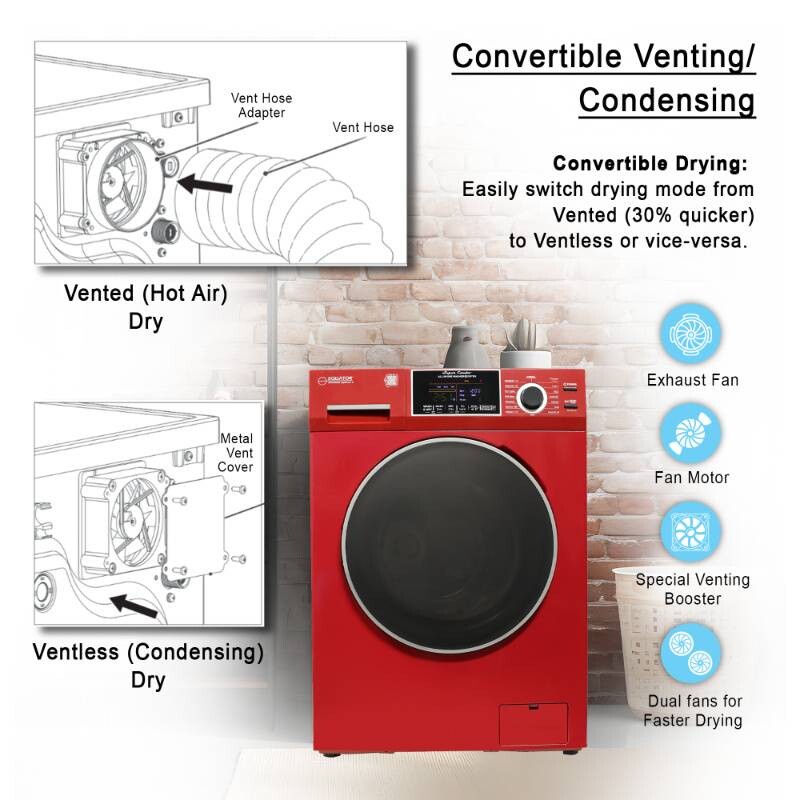 All-in-One 4600 Washer Dryer VENTLESS/VENTED PET Cycle 1.62cf/15lbs 110V 4600MERLOT