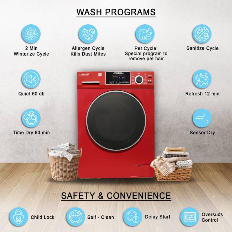 All-in-One 4600 Washer Dryer VENTLESS/VENTED PET Cycle 1.62cf/15lbs 110V 4600MERLOT