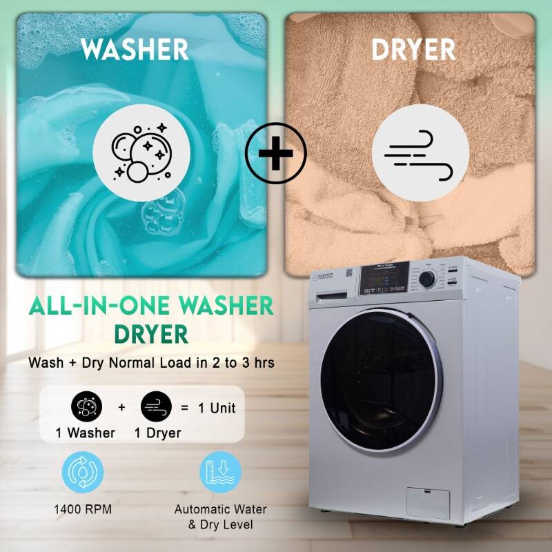 All-in-One 4600 Washer Dryer VENTLESS/VENTED PET Cycle 1.62cf/15lbs 110V 4600SILVER